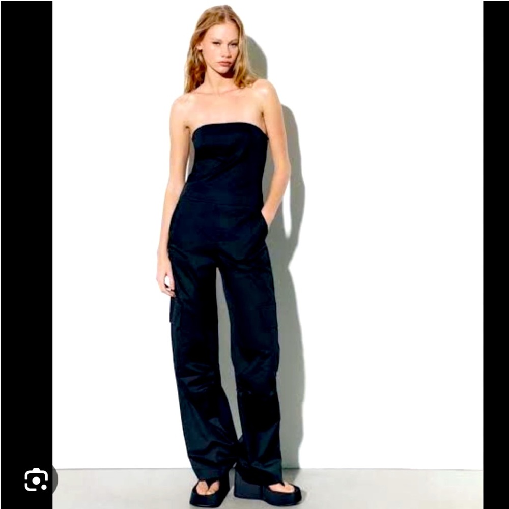 Zara Strapless Cargo Jumpsuit - NWT
